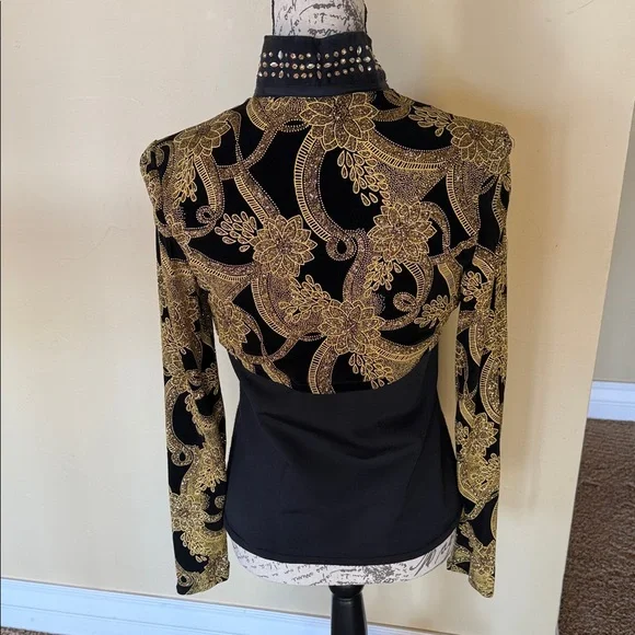 Elegant Black and Gold Women's Showmanship Jacket - Picture 2 of 4